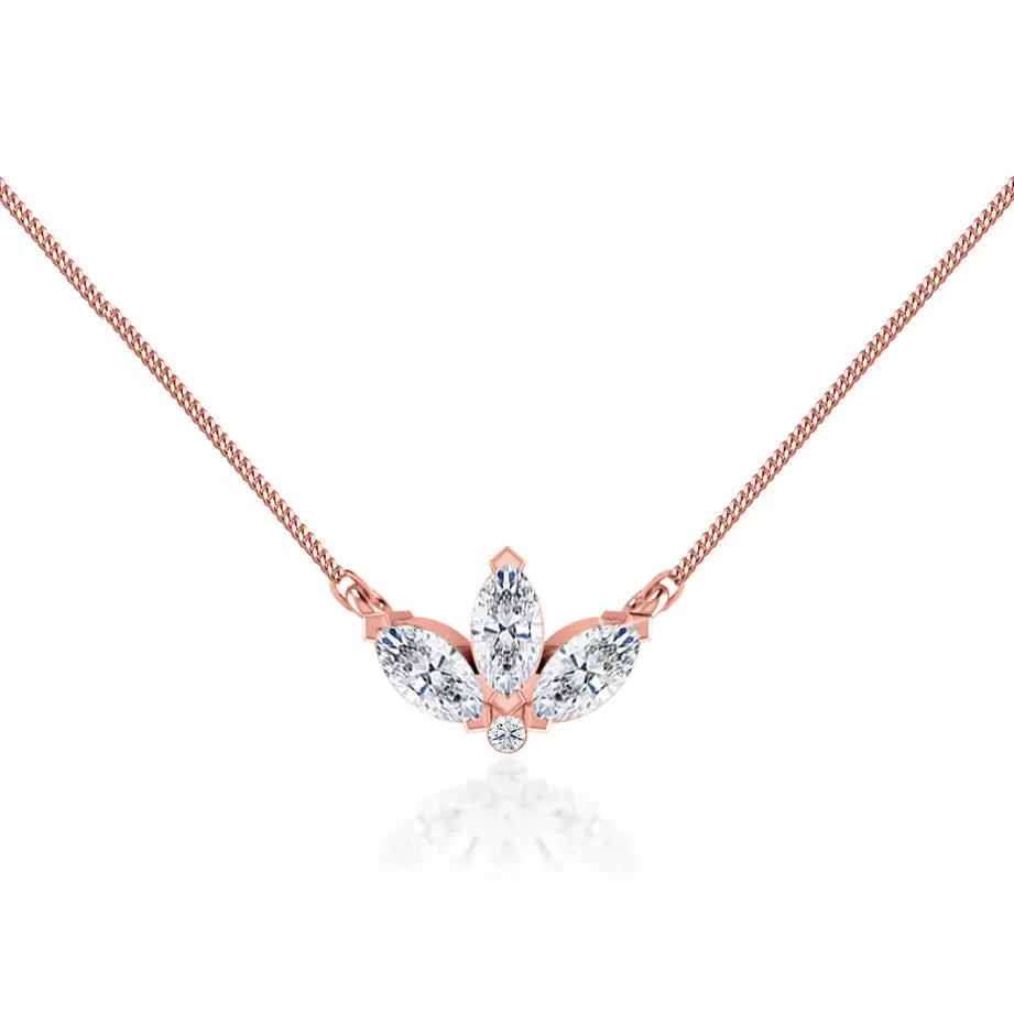 0.32 TCW Round & Marquise Moissanite Diamond Petal Style Necklace