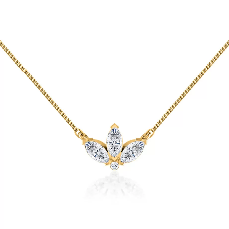 0.32 TCW Round & Marquise Moissanite Diamond Petal Style Necklace