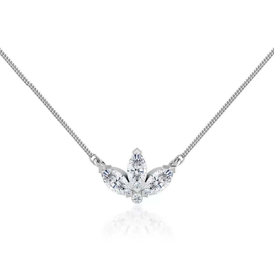 0.32 TCW Round & Marquise Moissanite Diamond Petal Style Necklace