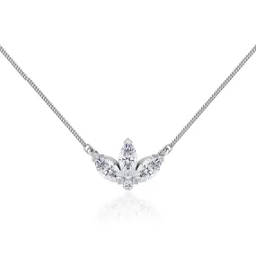 0.32 TCW Round & Marquise Moissanite Diamond Petal Style Necklace