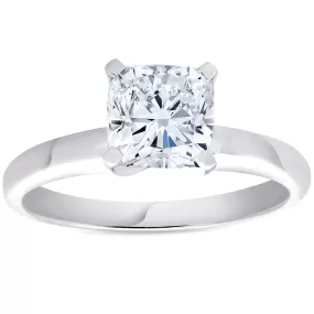 1 1/2ct Cushion Diamond Solitaire 4-Prong Engagement Ring 14k White Gold