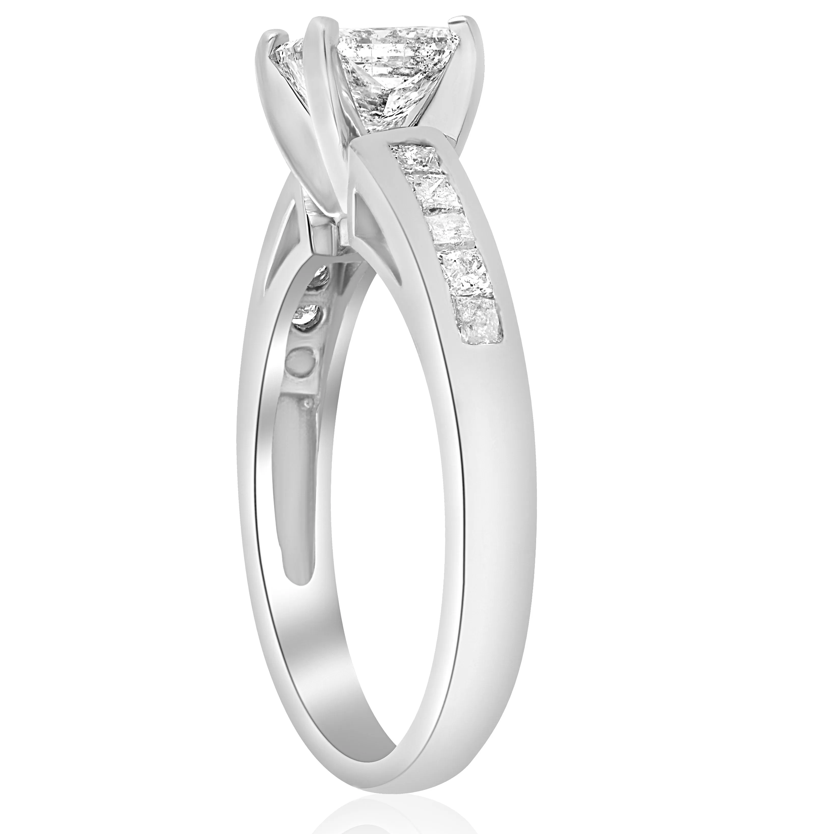 1 1/2ct Princess Cut Diamond Engagement Ring 14k White Gold Enhanced