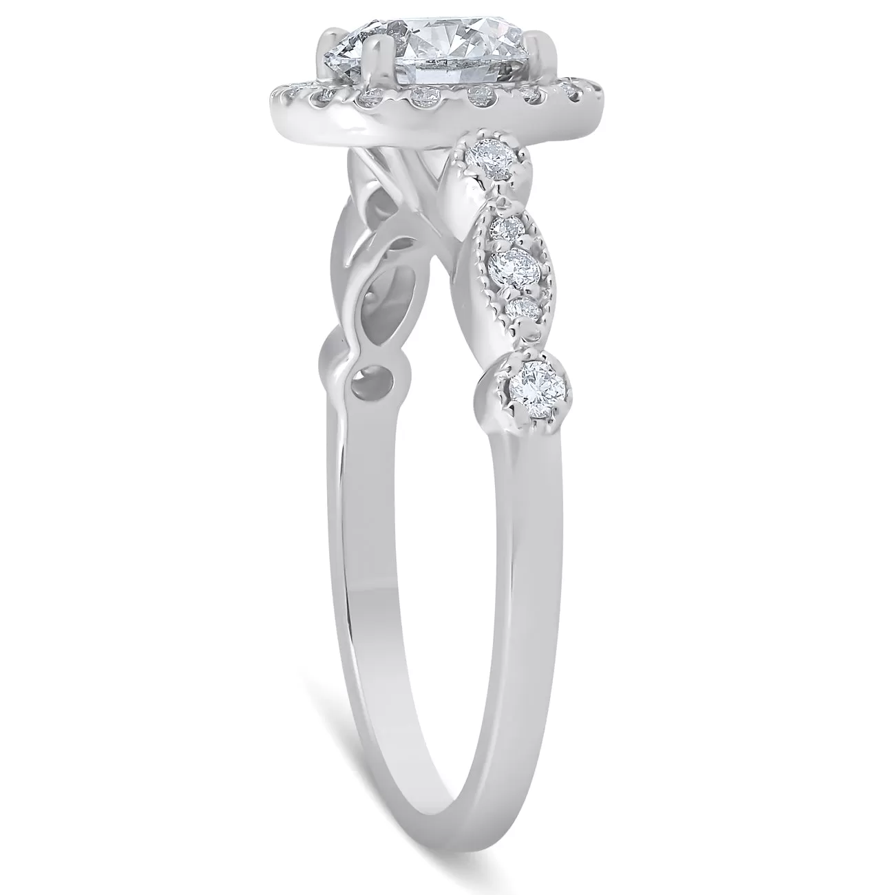 1 3/4 Ct Diamond Engagement Ring 14k White Gold Halo Enhanced