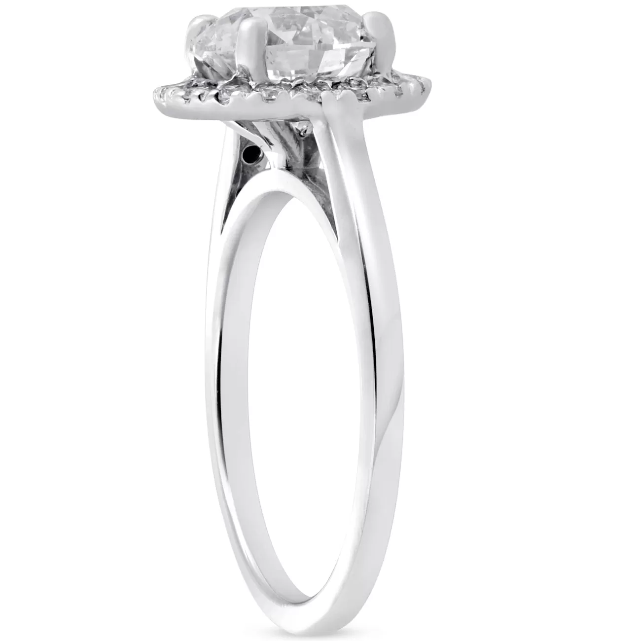 1 3/4ct Halo Plain Shank Diamond Engagement Ring 14k White Gold