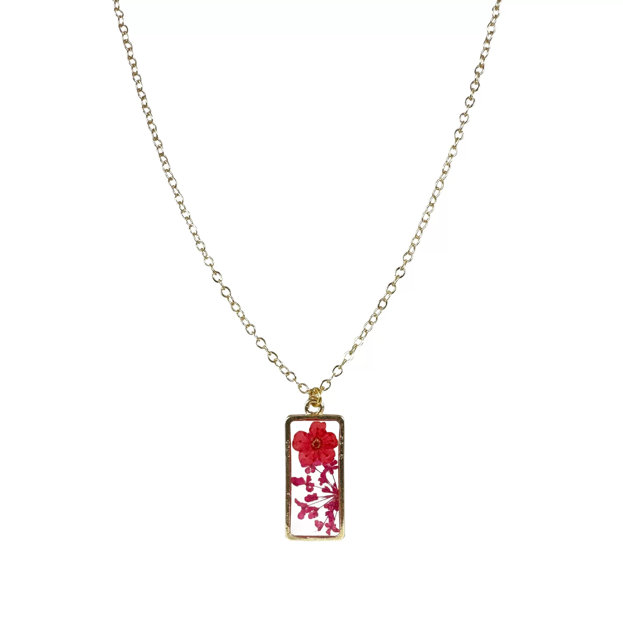 14k Gold Filled Pressed Flower Pendant Necklace