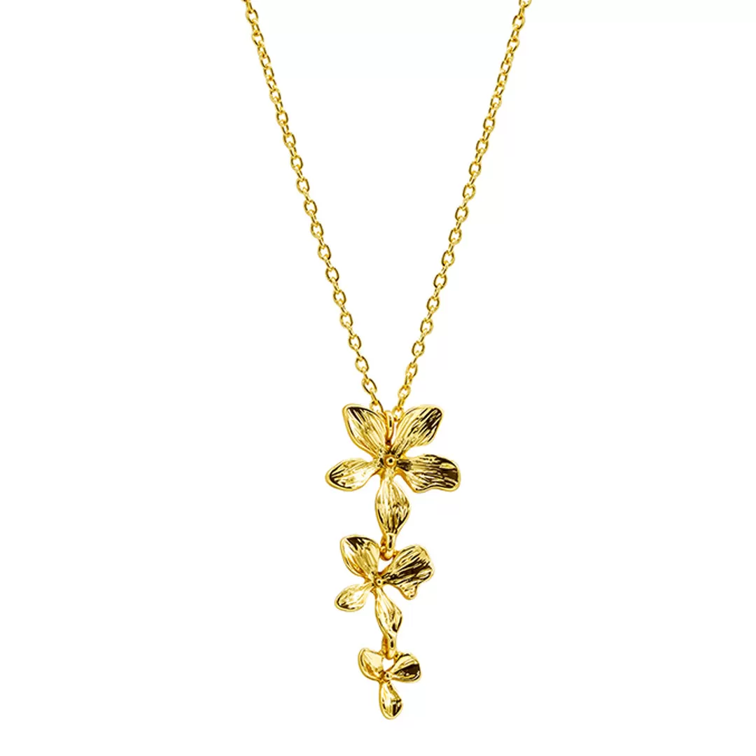 14K Gold Plated 3-Petal Necklace