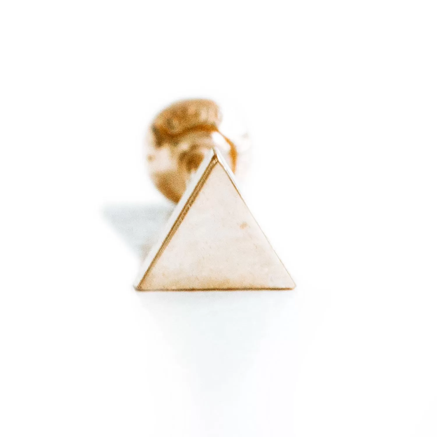 14k Gold Triangle Pendant Barbell Ear Stud Piercing