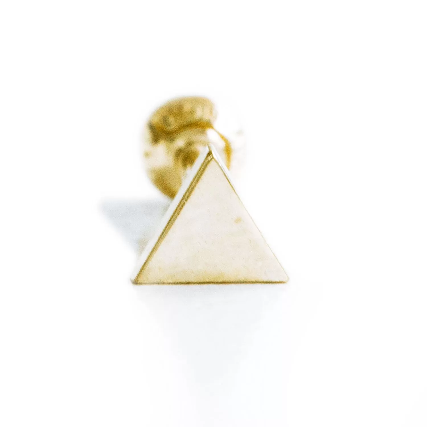 14k Gold Triangle Pendant Barbell Ear Stud Piercing