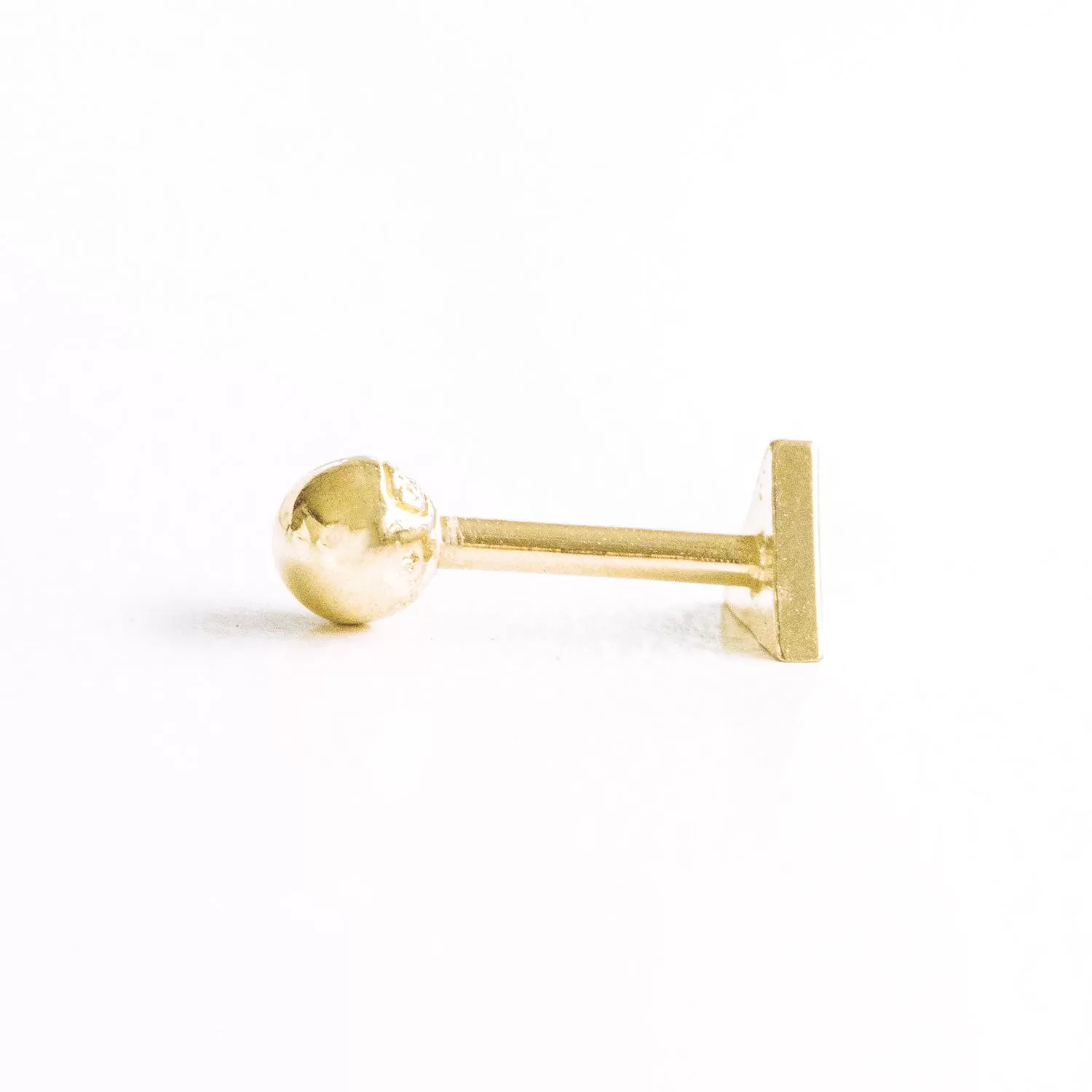 14k Gold Triangle Pendant Barbell Ear Stud Piercing