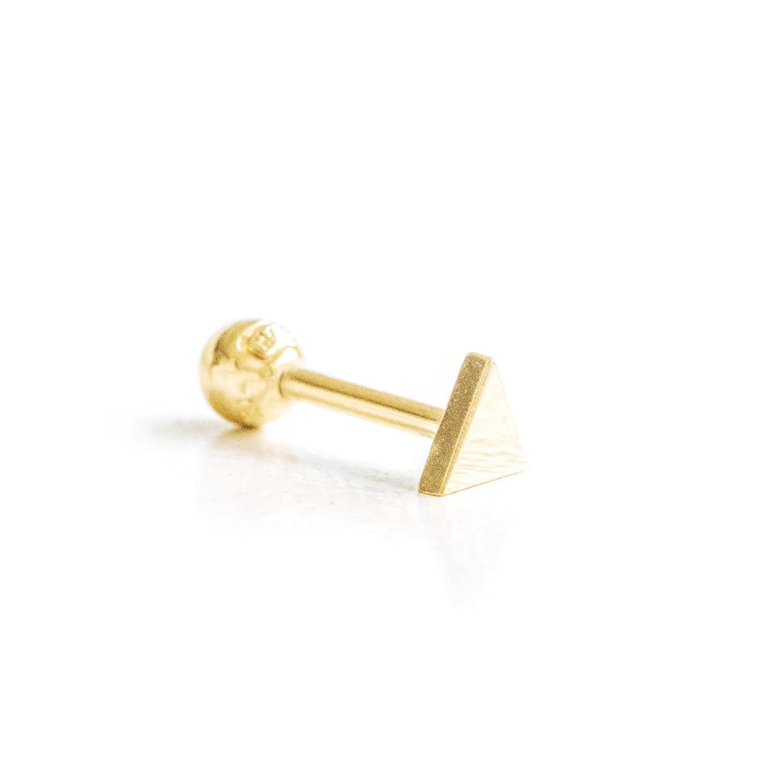 14k Gold Triangle Pendant Barbell Ear Stud Piercing