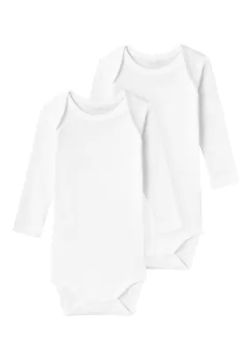 2 Pack Long Sleeve Bodysuit - White