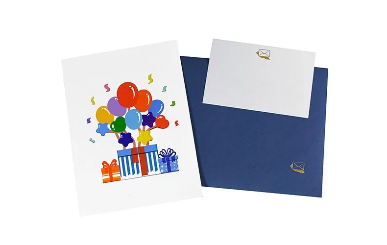 3D Birthday Pop-Up Congratulation Greeting Card - Colorful Balloon Box - Handmade Thinking of You, Happy Birthday Congrats, & Thank You Gift