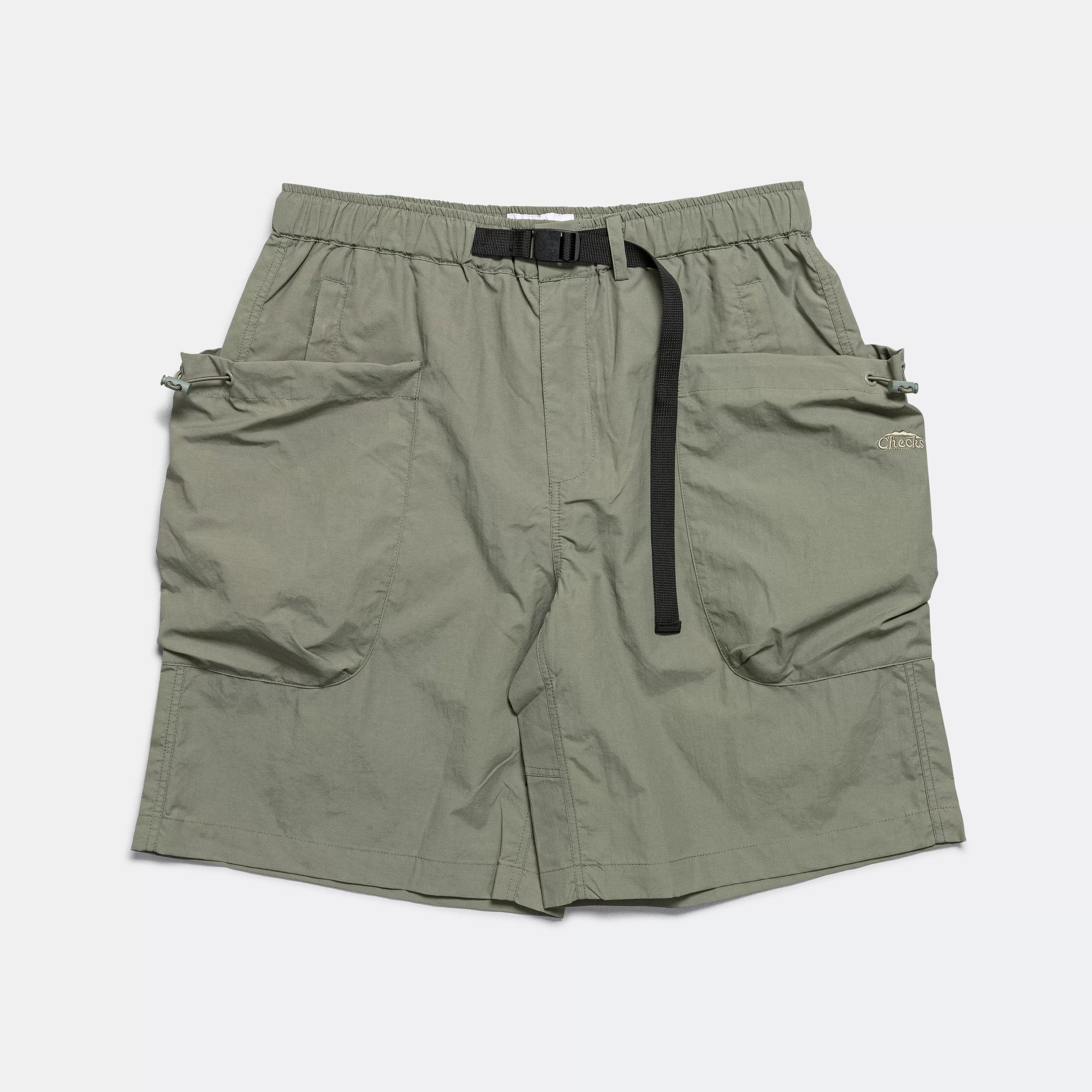 3D Pocketed Belted Shorts - Olive