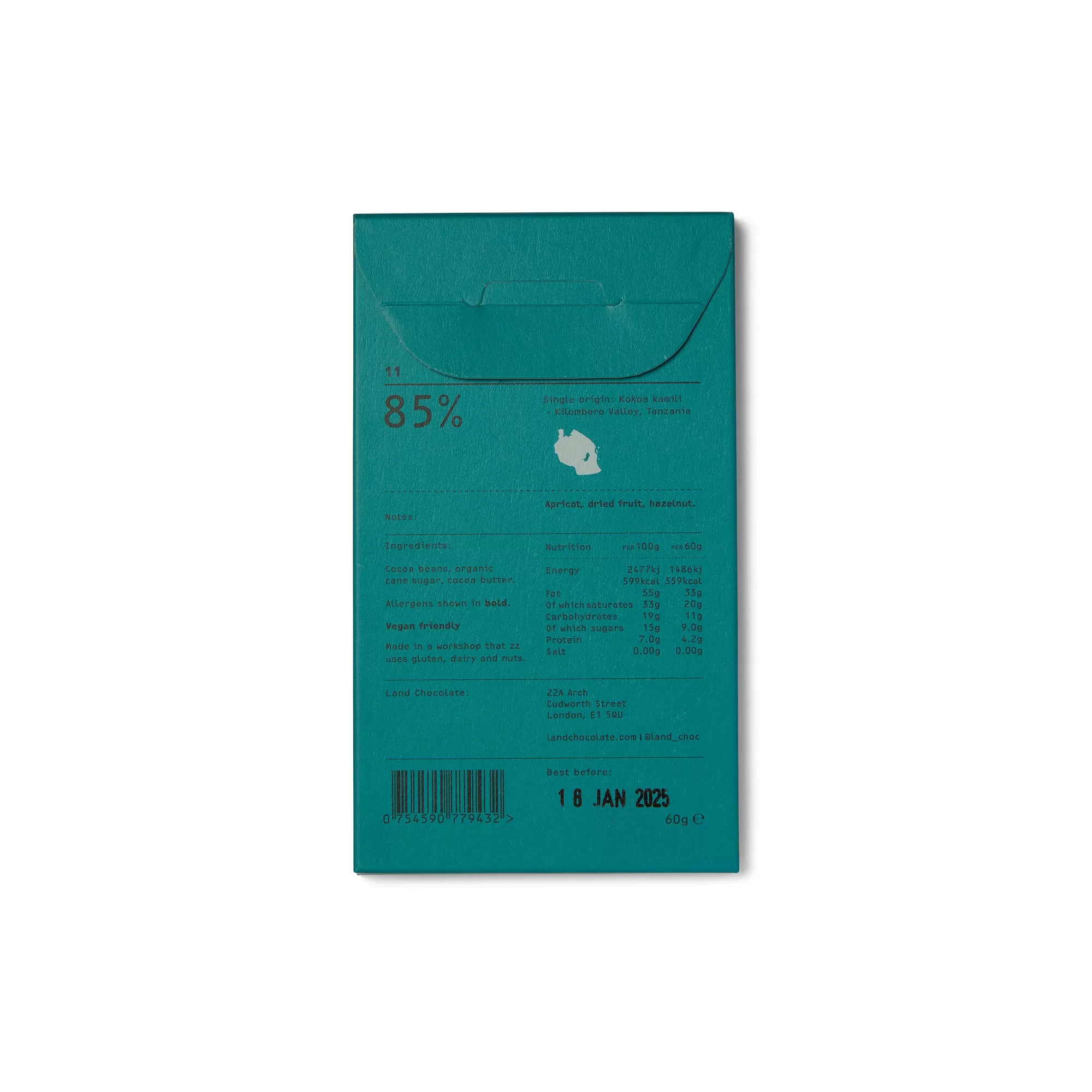 85% Tanzania Dark Chocolate Bar 60g