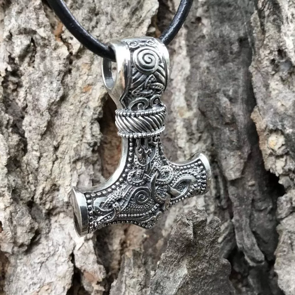 925 Sterling Silver Knotwork Thor's Hammer Necklace