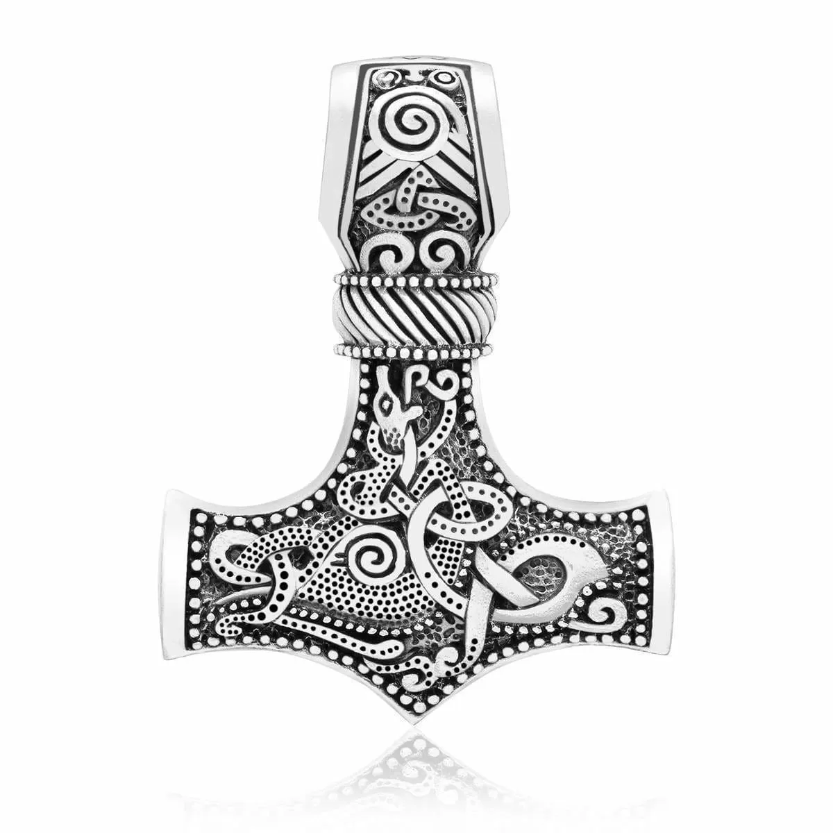 925 Sterling Silver Knotwork Thor's Hammer Necklace