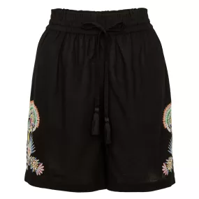 Accessorize London Women's Black Embroidered Shorts Large