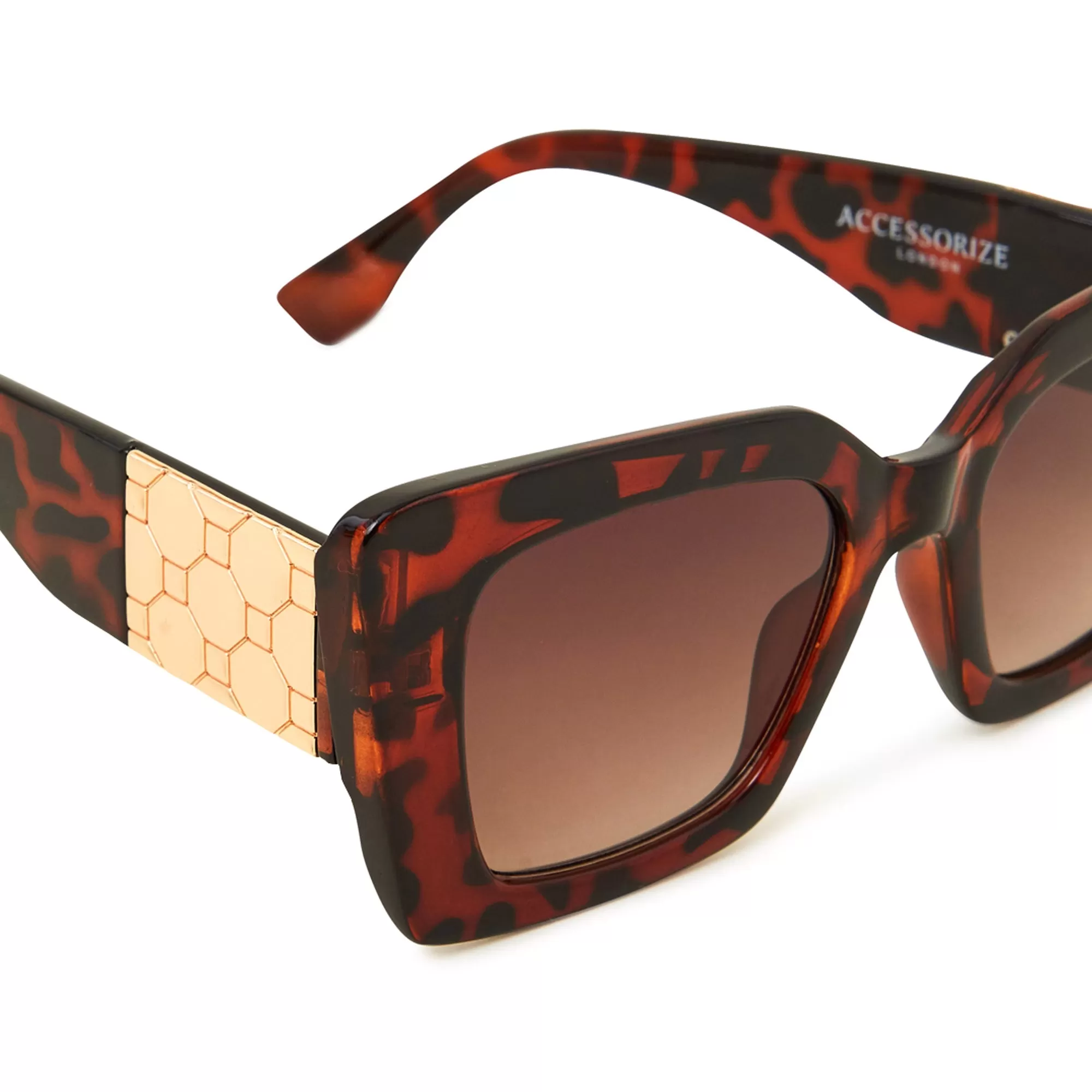 Accessorize London Women's Cateye Hexagon Tortoiseshell Sunglasses