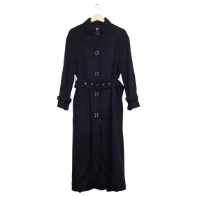 ACNE Studios Navy Blue Press Stud Belted Long Trench Coat - 36