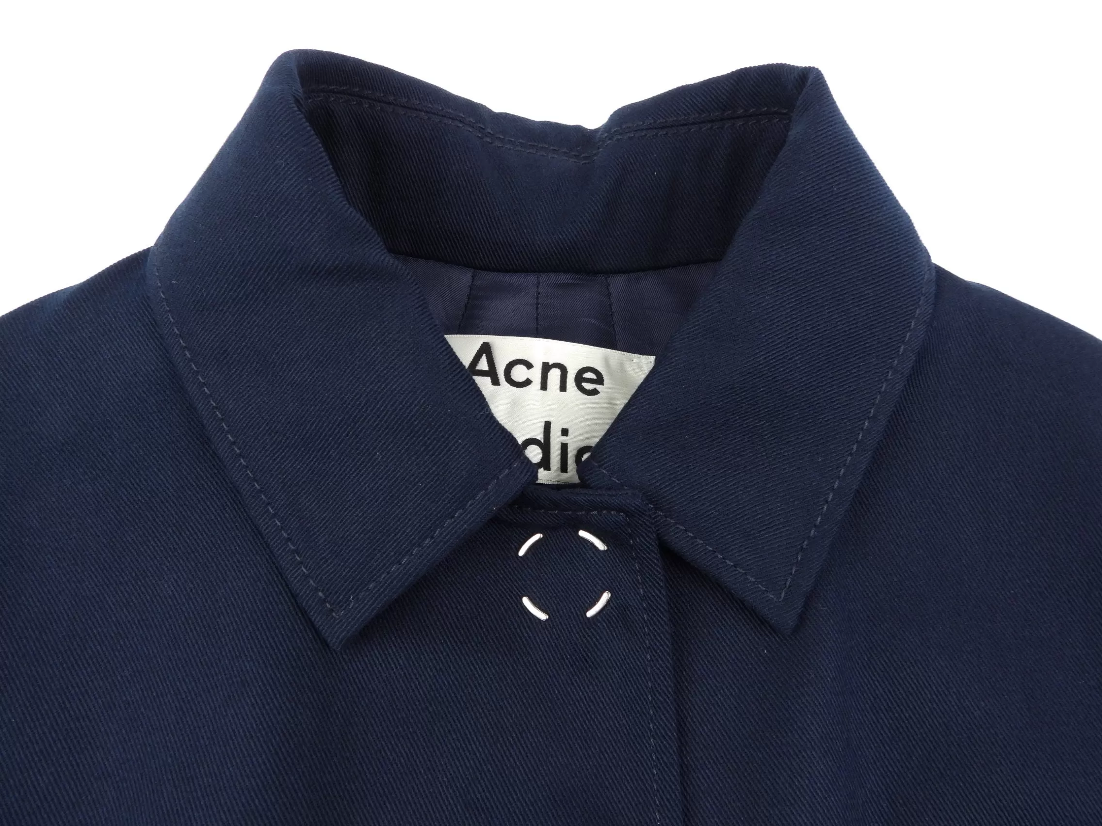 ACNE Studios Navy Blue Press Stud Belted Long Trench Coat - 36