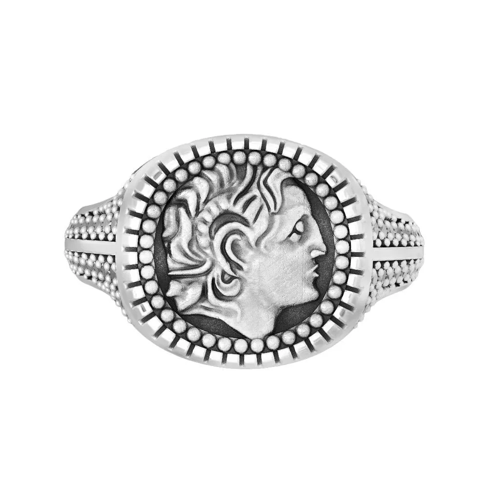 Alexander The Great Mens Ring with Gemstones Silver 925