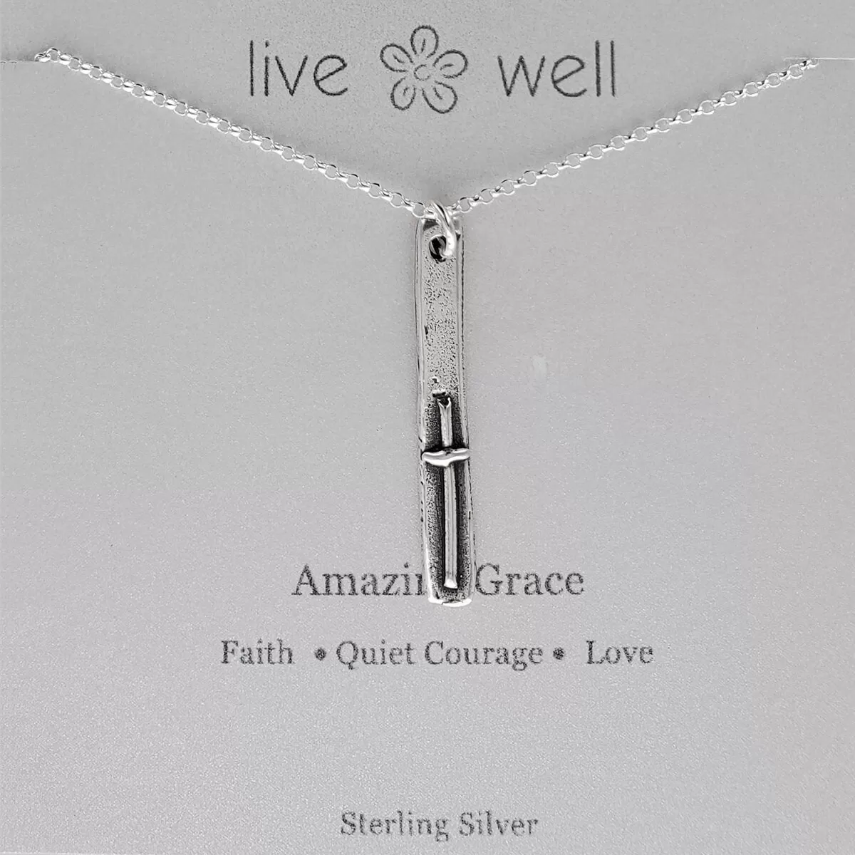 Amazing Grace Silver Cross Necklace