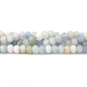 Aquamarine Natural 4X6mm Rondelle Faceted - Large Hole Beads