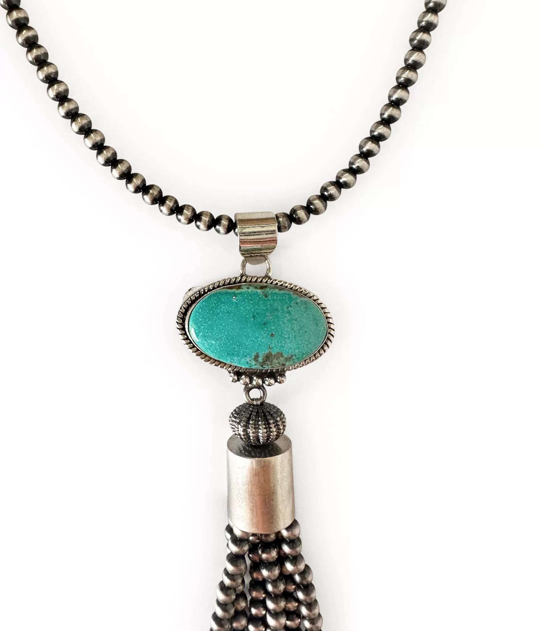 Arrey Sterling Silver Necklace with Authentic Turquoise Pendent