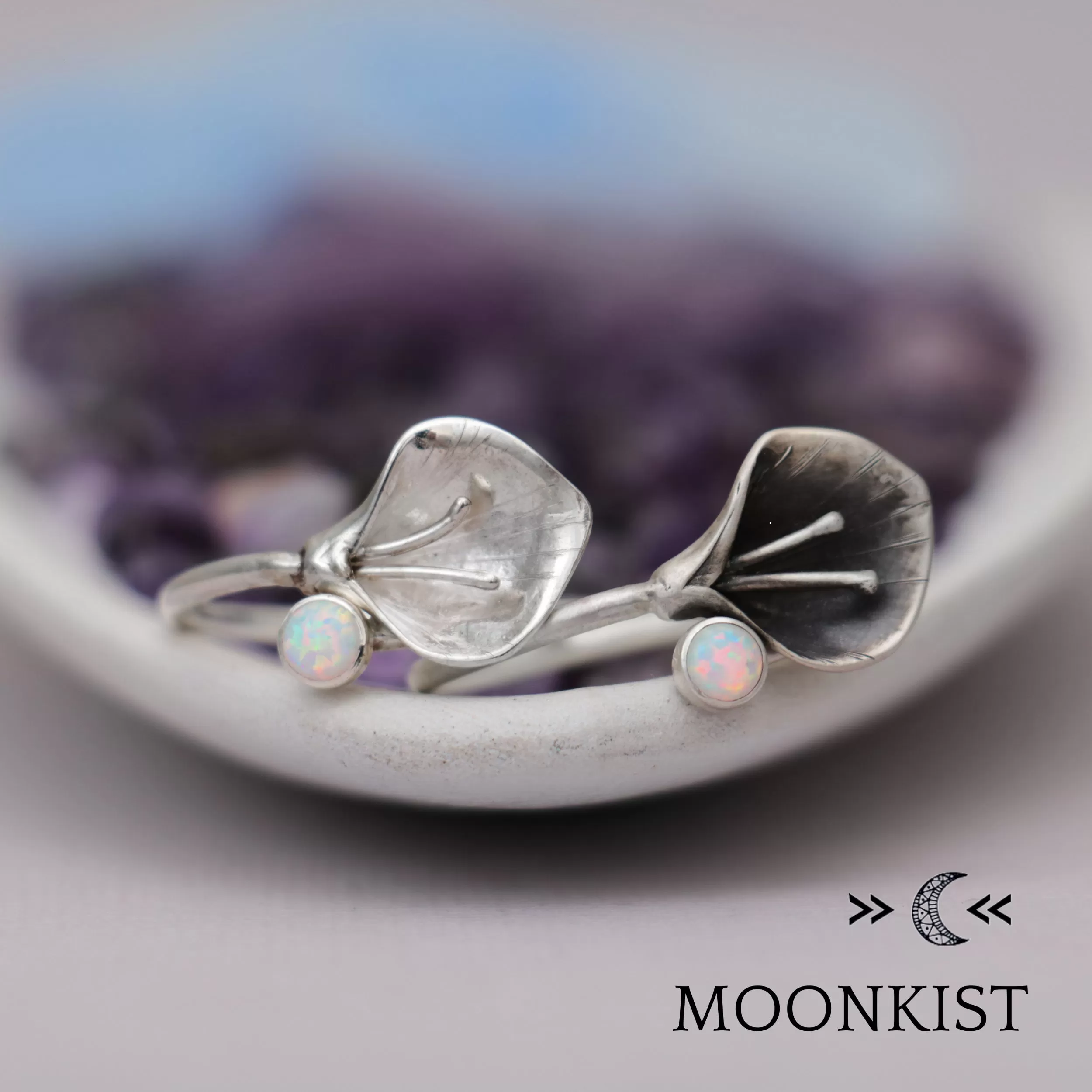 Art Deco Sterling Silver Calla Lily Flower Ring | Moonkist Designs