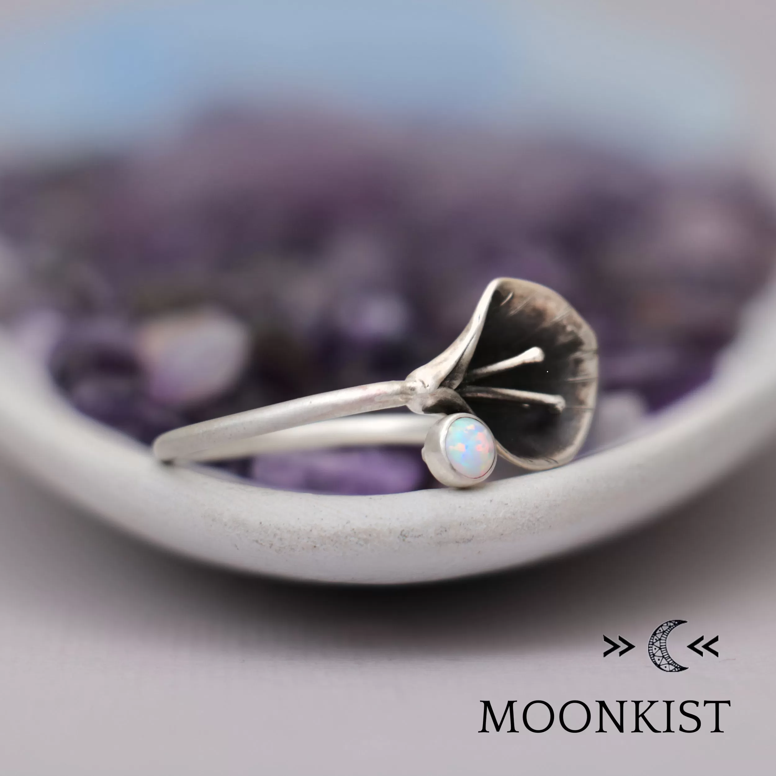 Art Deco Sterling Silver Calla Lily Flower Ring | Moonkist Designs