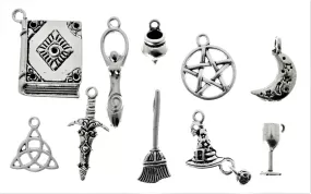 AVBeads Mixed Charms Wicca Charms Silver Metal 4232 10pcs