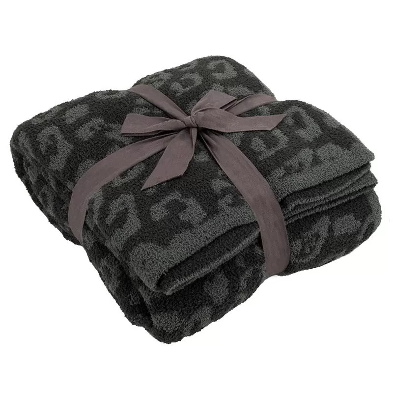 Baby Leopard Print Suede Jacquard Knitted Blanket