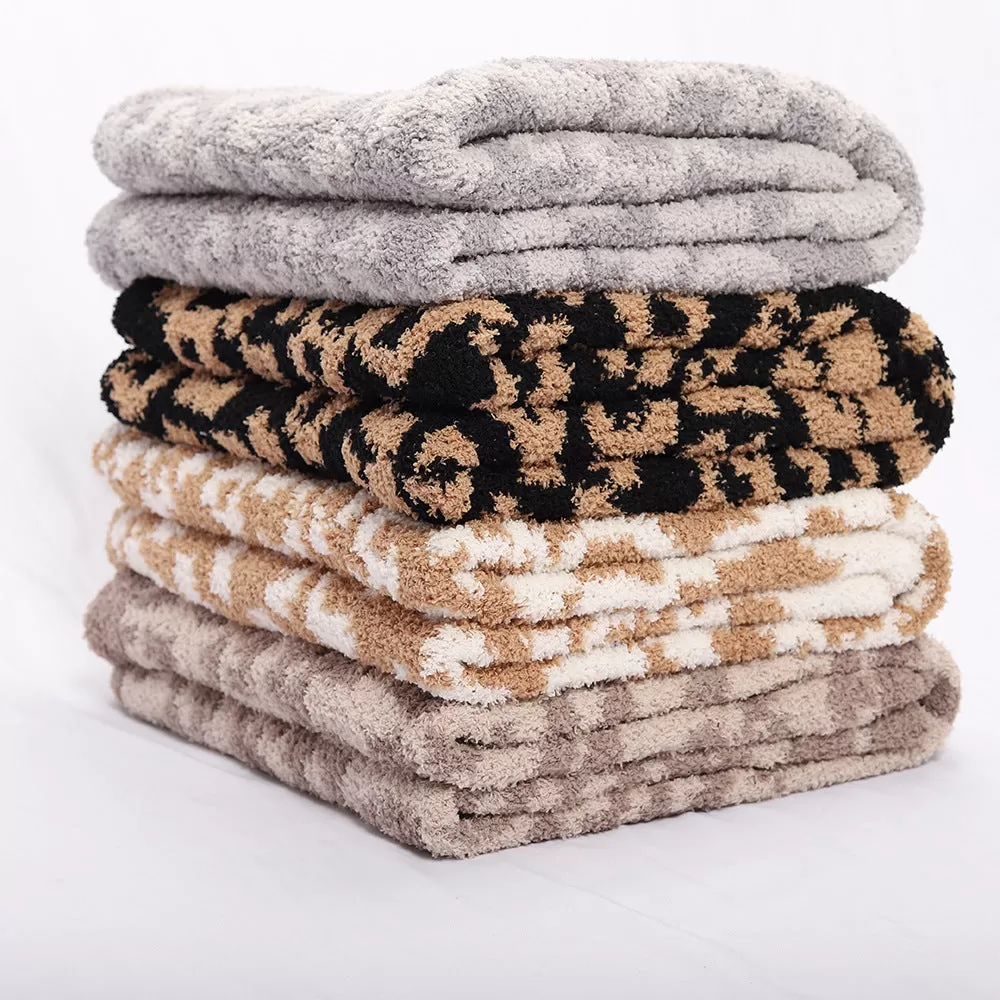 Baby Leopard Print Suede Jacquard Knitted Blanket