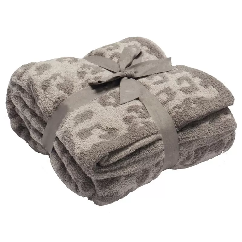 Baby Leopard Print Suede Jacquard Knitted Blanket