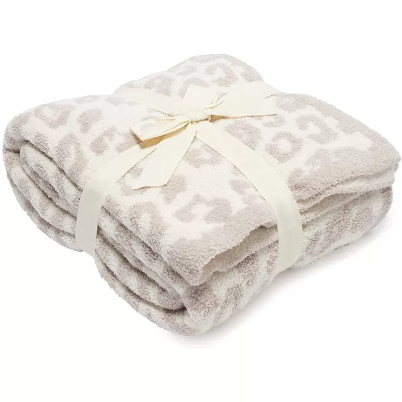 Baby Leopard Print Suede Jacquard Knitted Blanket