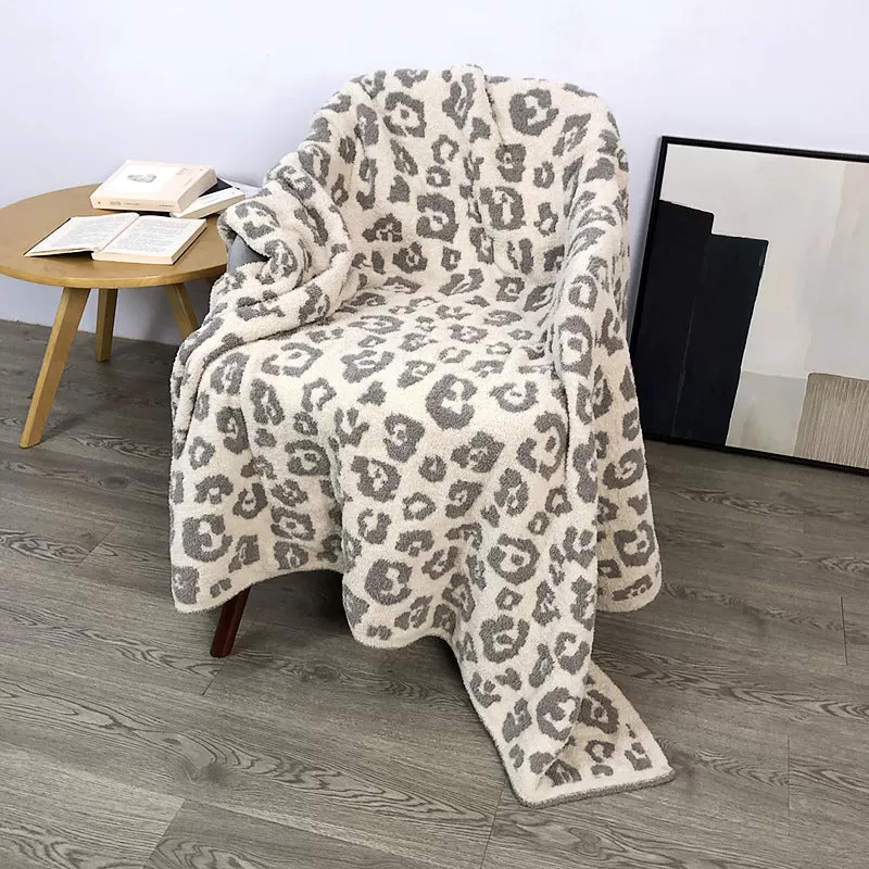 Baby Leopard Print Suede Jacquard Knitted Blanket