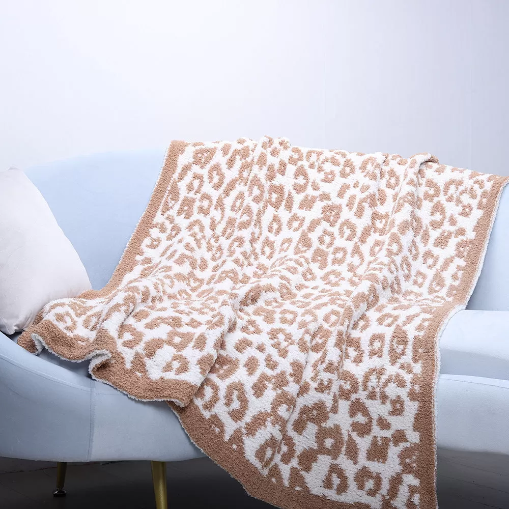 Baby Leopard Print Suede Jacquard Knitted Blanket