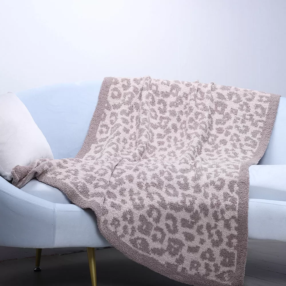 Baby Leopard Print Suede Jacquard Knitted Blanket