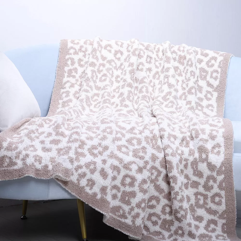 Baby Leopard Print Suede Jacquard Knitted Blanket