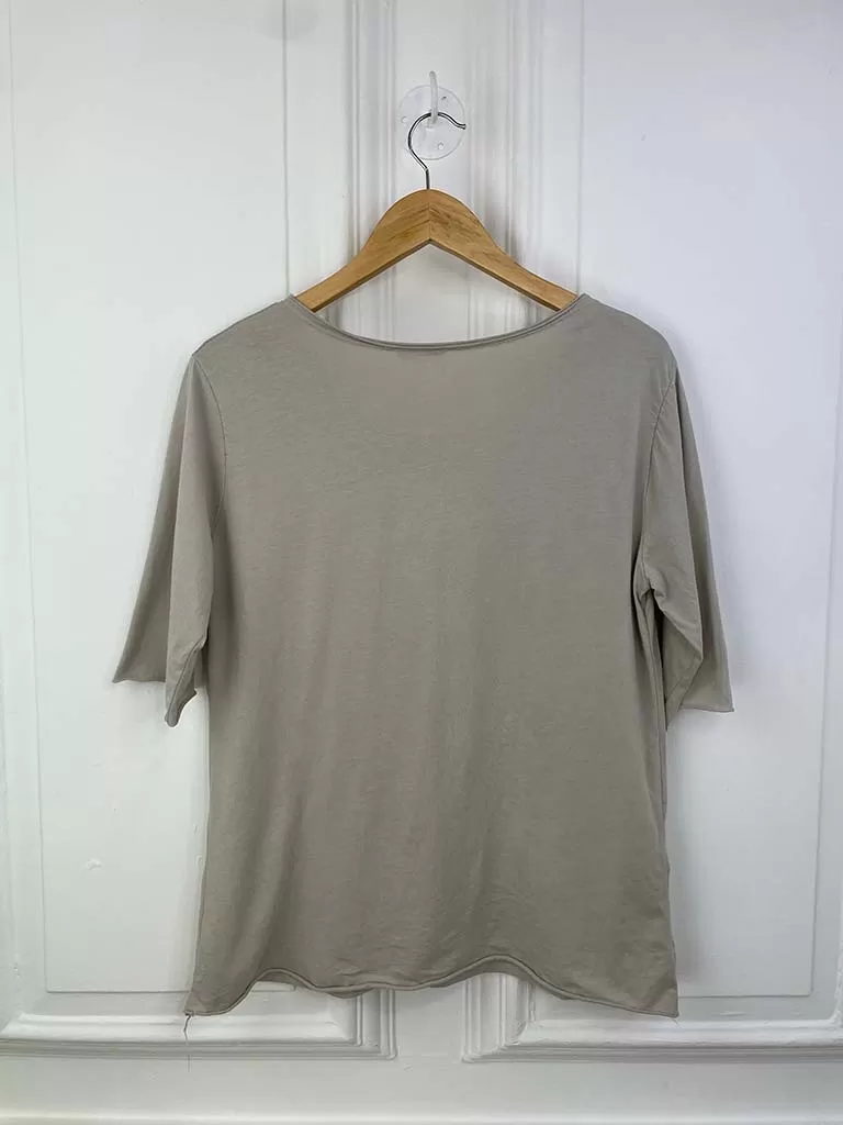 Basic Half Sleeve Slub Top - Stone