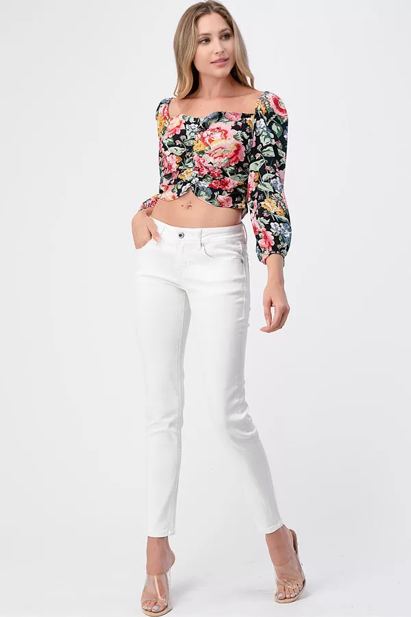 Basic White Soft Denim Mid Rise Skinny Jeans