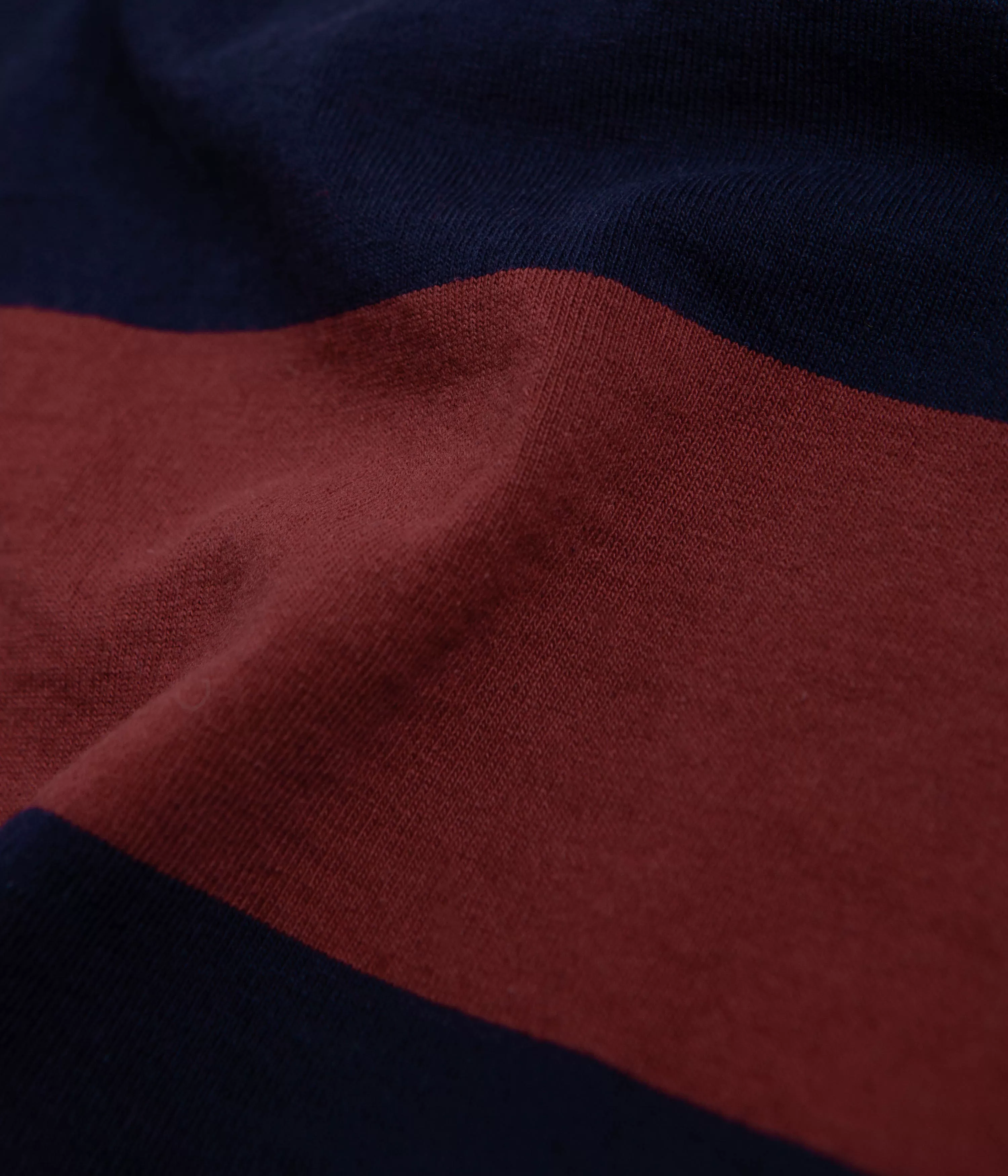 Battenwear Pocket Rugby T-Shirt - Navy / Maroon Stripe