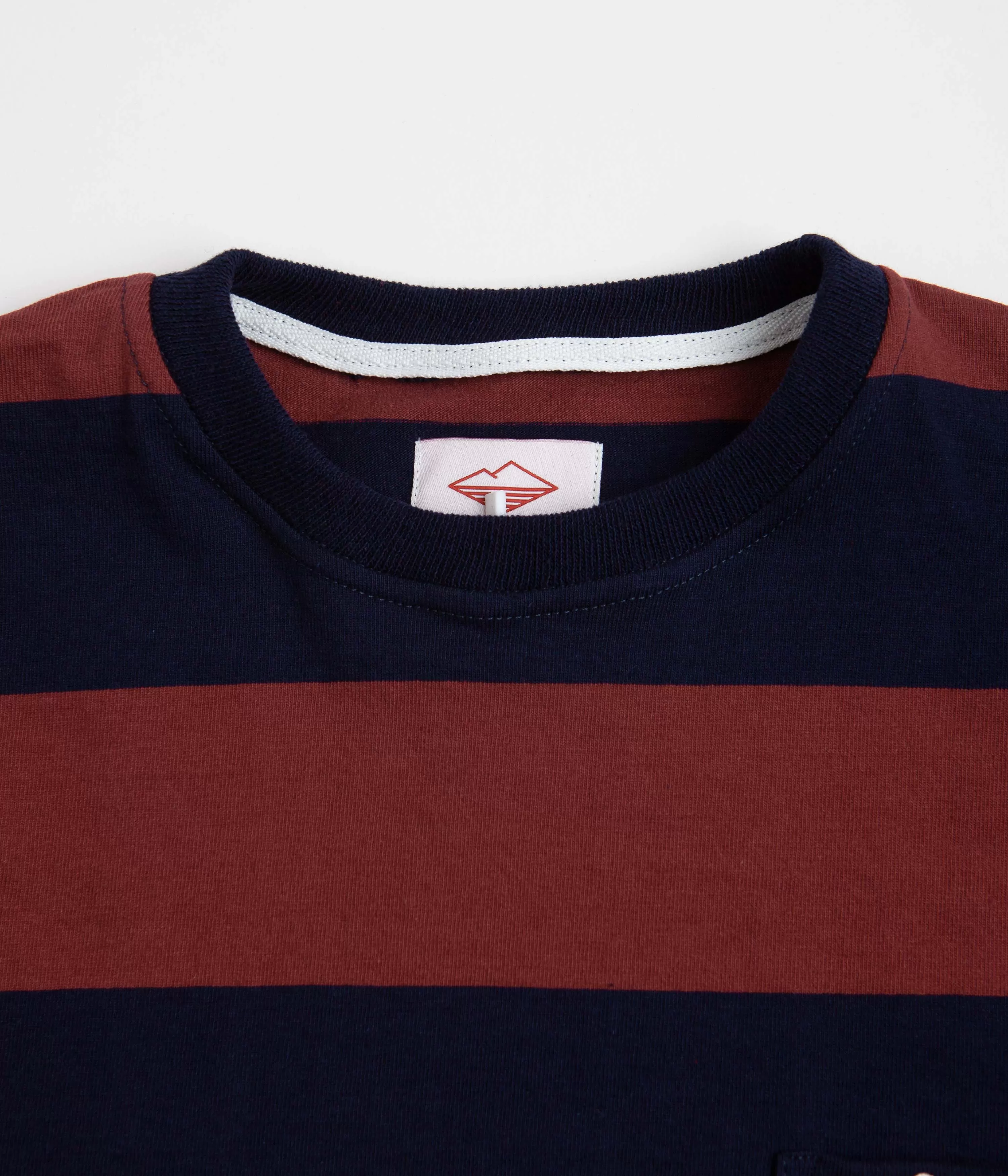 Battenwear Pocket Rugby T-Shirt - Navy / Maroon Stripe