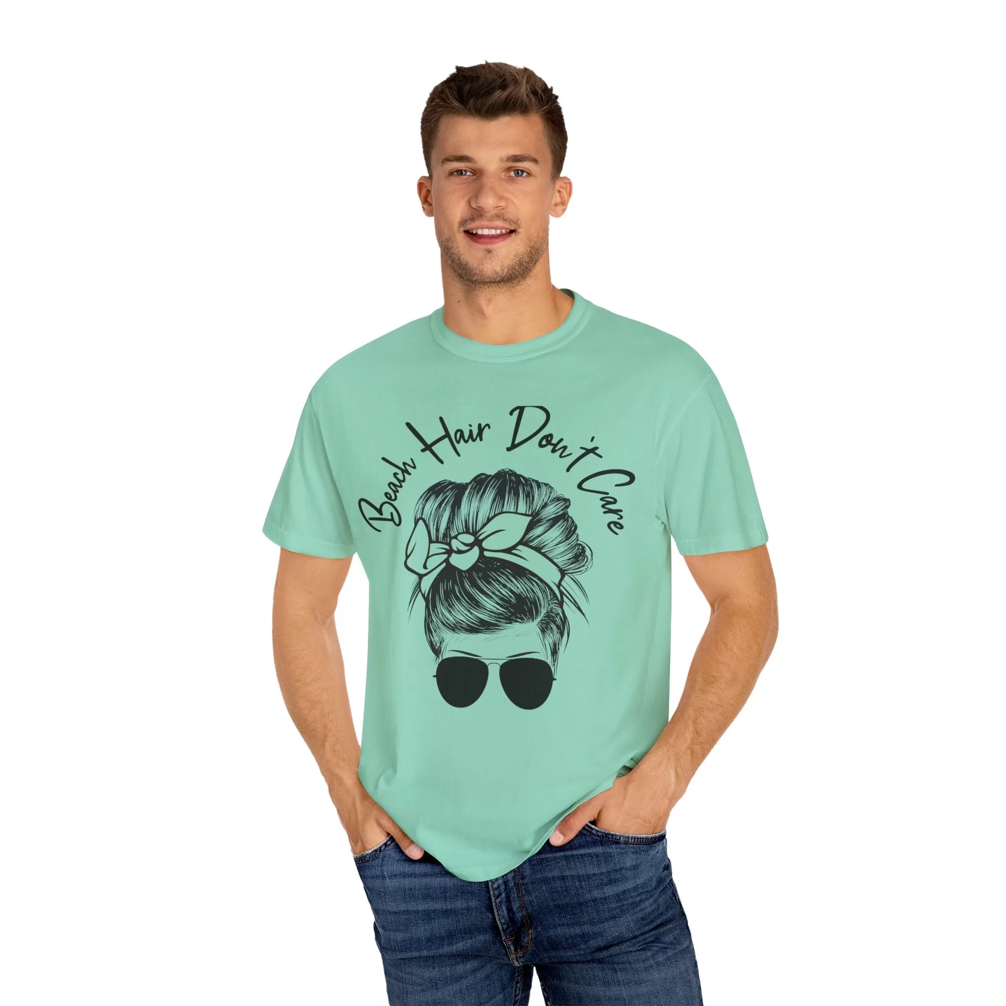 Beach Hair Don't Care Vacation Shirt  TShirt Mother's Day Dinosaur Lovers Comfort Colors T-Shirt