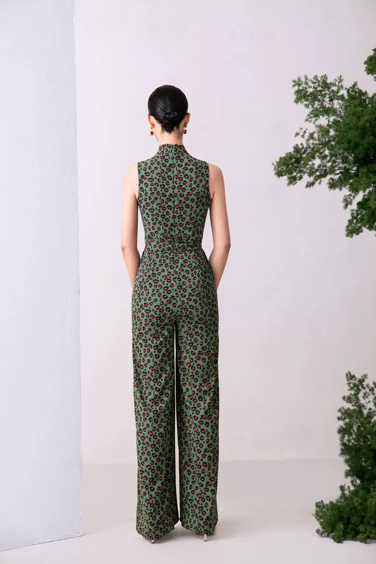 Belle Leopard Belted Jumpsuit