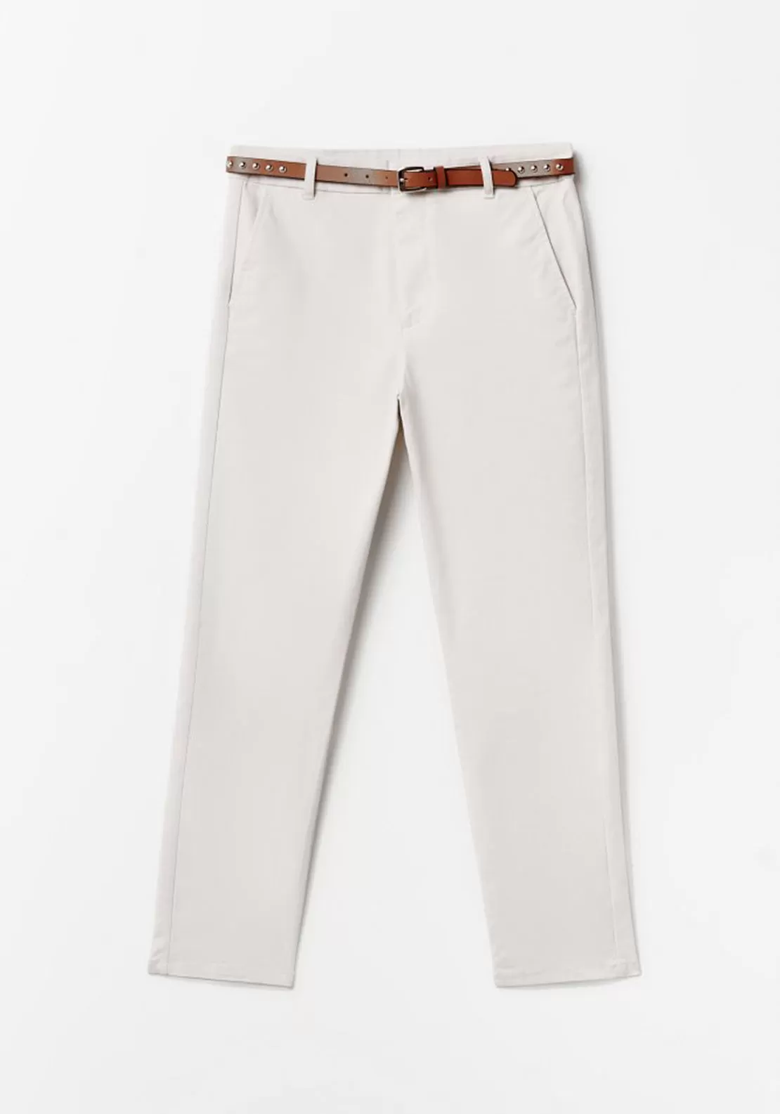 Belted chinos - White