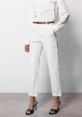 Belted chinos - White