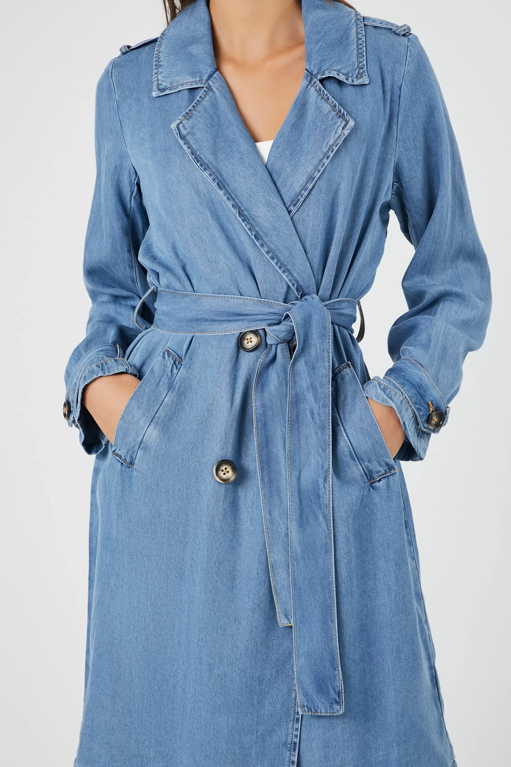 Belted Denim Trench Coat