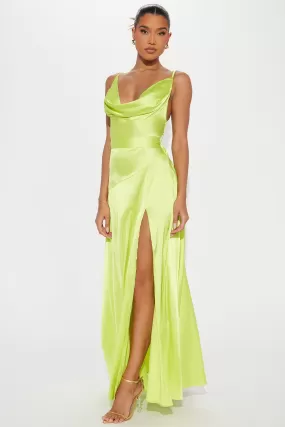 Big Entrance Satin Gown - Lime