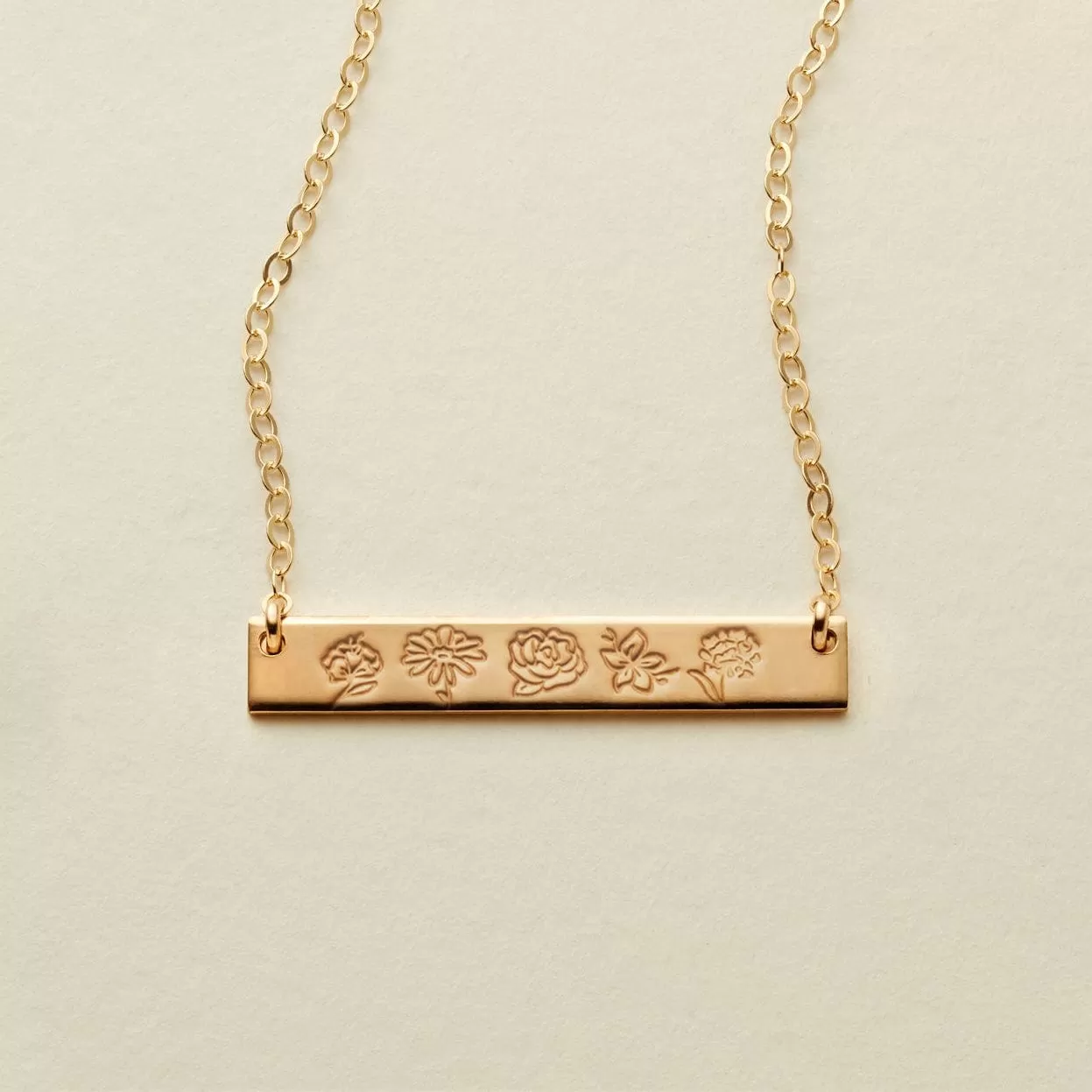 Birth Flower Bar Necklace